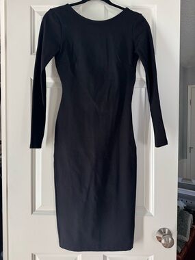 Lulu's Black Long-Sleeve Bodycon Midi/mini Dress